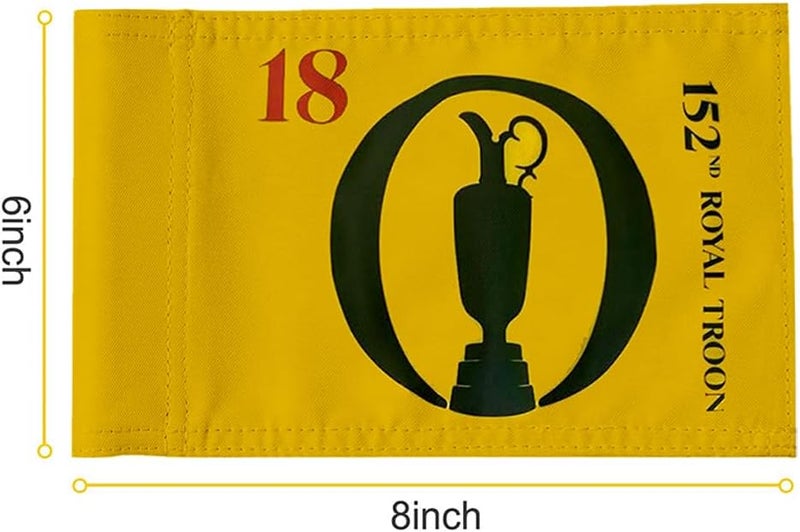 2BUT British Open 2024 Golf Pin Flag - 8"x6" Double-Sewn 600D Nylon, Yellow, Fade Resistant, Indoor/Outdoor - Image 2